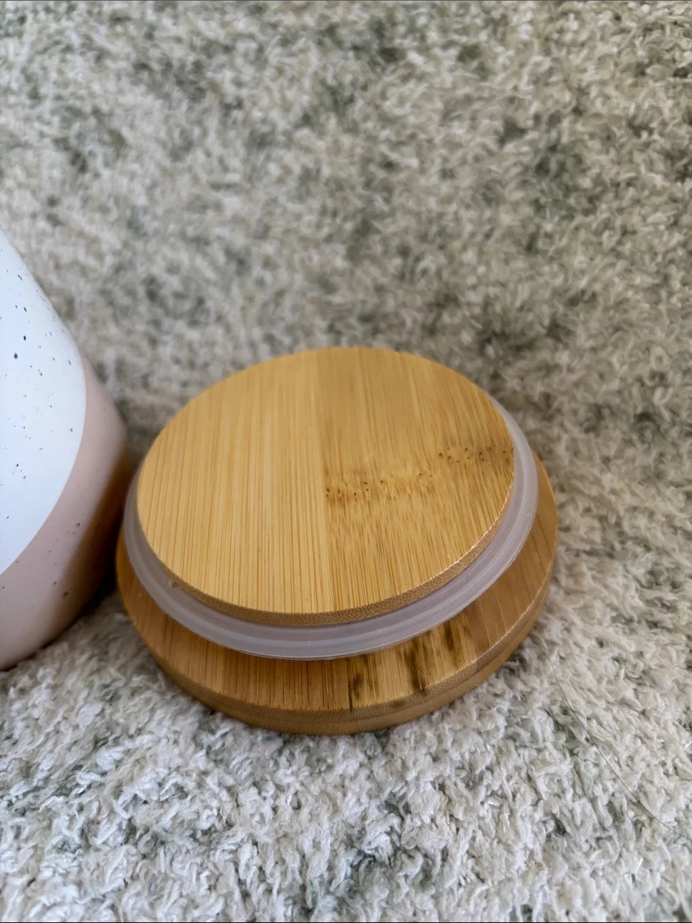 Vancasso Stoneware Speckled Ceramic Jar Canister with Bamboo Lid NWT 3.75x5.25”